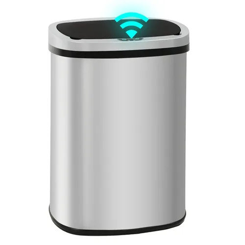 Vista 17 de PayLessHere Bote de basura de plástico de 13 galones Negro Tapa automática sin contacto con sensor de movimiento Bote de basura de cocina
