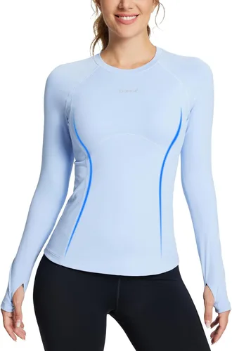 Vista 2 de BALEAF Women's Long Sleeve Workout Tops Compression Running Shirts Fitted Athletic Warm Thumbholes Quick Dry Yoga