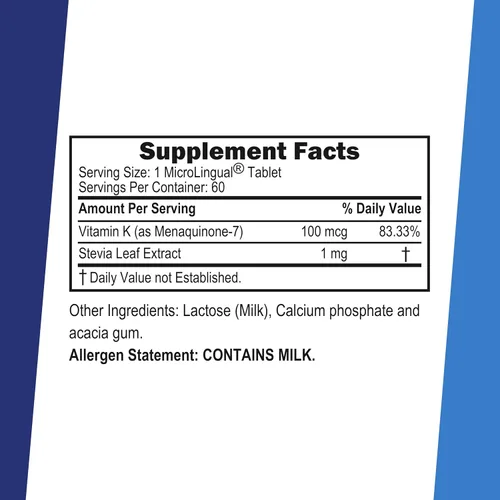Vista 2 de Superior Source Vitamina K2 MK-7 (Menaquinona-7), 100 mcg, tabletas microlignuales de disolución rápida, 60 unidades, huesos y arterias saludables