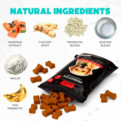 Vista 3 de Probióticos masticables para perros, 60 piezas, apoyo para la salud digestiva e intestinal, masticables probióticos para perros con enzimas e