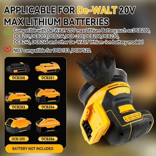 Vista 2 de Lijadora orbital aleatoria inalámbrica apta para batería Dewalt de 20 V, motor sin escobillas de 300 W, 11000 RPM, lijadora de palma de 5 pulgadas