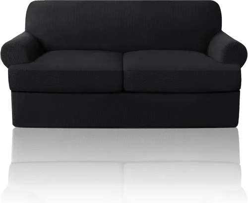 Vista 31 de PrinceDeco Fundas elásticas para sillón de 2 piezas, fundas de sofá para sillas con cojines en forma de T, fundas suaves para muebles con 1 funda