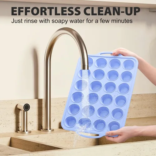 Vista 8 de Mini Molde de Silicona para Muffins con Marco de Metal, Molde de Silicona Antiadherente para Cupcakes con Asas de 24 Tazas, Bandeja de Molde