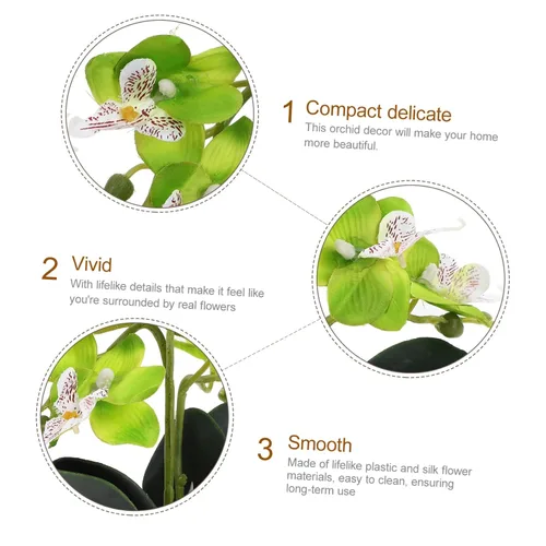 Vista 3 de Flor de seda falsa decorativa de Phalaenopsis para decoración de plantas de mesa, orquídea de seda artificial, mini orquídea para eventos