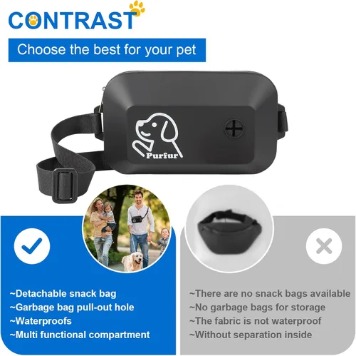 Vista 7 de Bolsa de golosinas para perros con soporte para bolsa de excrementos y clicker – Silicona impermeable, cinturón ajustable para entrenamiento