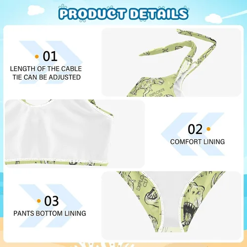 Vista 4 de CaTaKu Traje de baño de dos piezas para niñas, lindo conjunto de bikini tankini hawaiano para playa, traje de baño deportivo para niñas, talla 3-12T