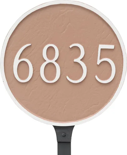 Vista 9 de Montague - Placa circular de metal con estaca para césped, 6.5 x 6.5 pulgadas, cobre antiguo/cobre