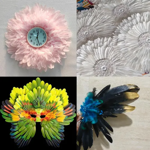 Vista 5 de LONDGEN 50 plumas de ganso naturales de 4 a 6 pulgadas para manualidades, boda, hogar, fiesta, decoración de plumas doradas y cajas de regalo Dorado