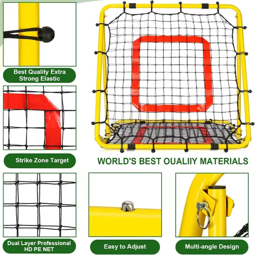 Vista 16 de BaseGoal Baseball Rebounder Net with Pitching Target,Easy Adjustable Angles Multi-Sport Training Rebound Screen, multi-angle pitch back; Strike