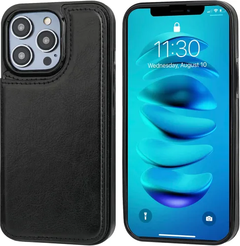 Vista 3 de ONETOP Compatible con iPhone 14 Pro Max Funda Cartera con Portador de Tarjetas, Funda de Cuero PU con Soporte Ranuras para Tarjetas, Doble Cierre