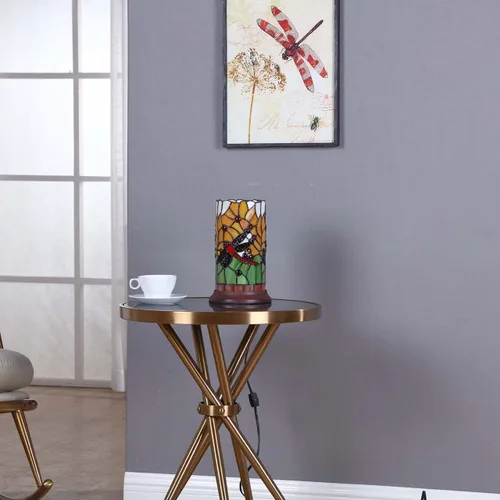 Vista 6 de Bieye L10650 Dragonfly Tiffany Style - Lámpara de mesa con pantalla cilíndrica, 10 pulgadas de alto