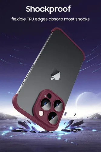 Vista 6 de LEKEVO Funda sin marco para iPhone 14 Pro Max con protector de lente de cámara, funda delgada y suave de TPU a prueba de golpes, carcasa minimalista