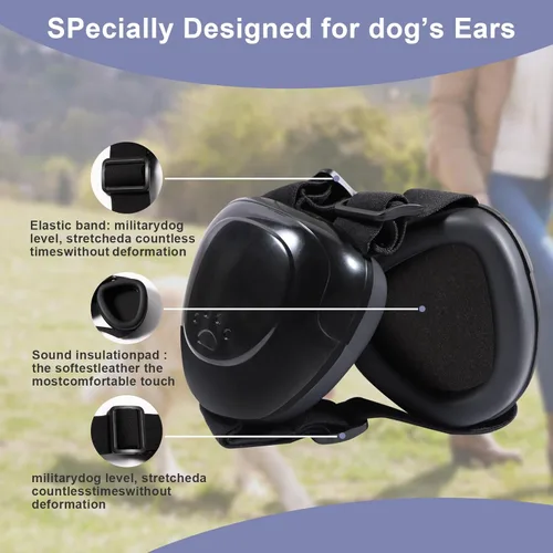 Vista 3 de Funda para Orejas de Perro, Orejeras para Perros con Protección contra el Ruido, Orejeras para Perros con Cancelación de Ruido de 29dB NRR