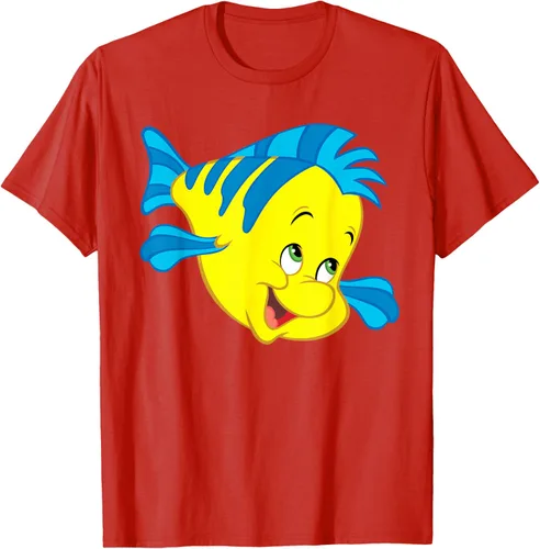 Vista 112 de Disney Camiseta de disfraz de cara grande de la Sirenita Flounder Sidekick