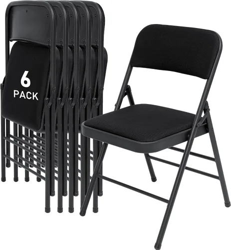 Vista 13 de SEALAMB Paquete de 4 sillas plegables con asiento cómodo, marco de metal resistente, sillas apilables portátiles para bodas, fiestas, oficina