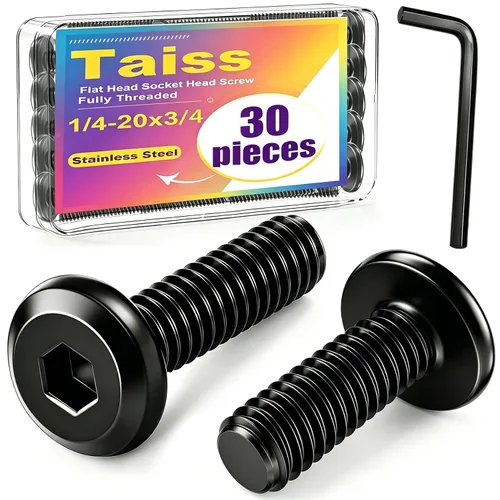 Vista 9 de Taiss 10 piezas de tornillos de cabeza hexagonal de 5/16-18x1, pernos para muebles, tornillos para muebles de acero inoxidable 304, pernos de 1/4