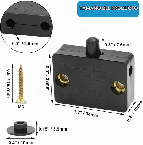 Vista 2 de 2 interruptores de lámpara de gabinete, interruptor automático negro de la luz de la puerta, interruptores táctiles para armario, armario, despensa