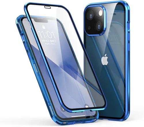 Vista 9 de Funda magnética para iPhone 13 Pro Max de 360 grados de cuerpo completo, lente de cámara integrada y protector de pantalla, color negro