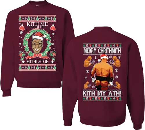 Vista 50 de wild custom apparel Merry Chrithmith Kith My Ath suéter feo de Navidad divertido con cuello redondo sudadera Negro