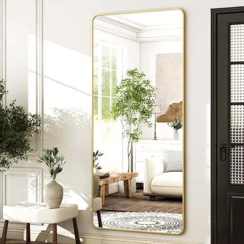 Vista 7 de HARRITPURE - Espejo grande de 71 x 32 pulgadas, espejo de longitud completa con soporte, espejo de cuerpo completo para piso, con marco rectangular