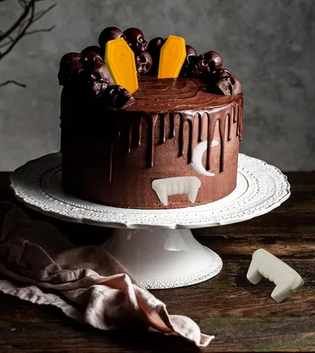 Vista 5 de Moldes de silicona para chocolate, moldes para dulces de Halloween, dientes de vampiro, lápida, forma de luna, moldes para cubitos de hielo, juego