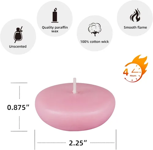 Vista 7 de Zest Candle CFZ-025 - Velas flotantes de 24 piezas, 2.25 pulgadas, rosa claro