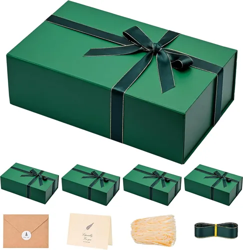 Vista 24 de LIFELUM Square Gift Box with Magnetic Lid, Card, Sticker, Ribbon, Shredded Paper Filler for Business, Wedding, Birthdays