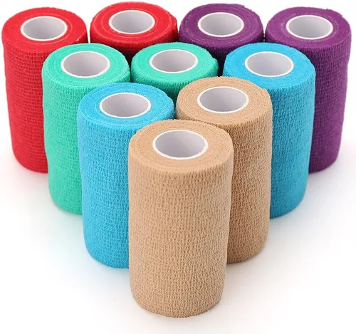 Vista 11 de Lotfancy 10 rollos de envoltura veterinaria autoadhesiva, vendaje cohesivo de 2 pulgadas para el cuidado de heridas, cinta elástica para mascotas