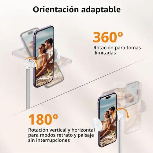 Vista 5 de ATUMTEK Trípode selfie stick de 62 pulgadas, trípode extensible de aluminio con control remoto Bluetooth recargable, compatible con teléfonos