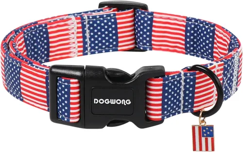 Vista 22 de DOGWONG Collar de Algodón para Perro, Collar para Perro de Cuadros Azules Resistente, Collar Suave y Duradero para Perro Macho, Lindo Collar de A