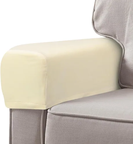 Vista 2 de BESPORTBLE 2 fundas de tela elástica para reposabrazos de sofá, fundas para reposabrazos de sillón, antimanchas, lavable, protector de muebles Beige