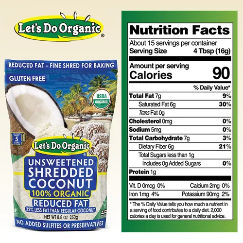 Vista 3 de Let's Do - Coco orgánico rallado reducido en grasa, bolsas de 8.8 onzas (paquete de 12) Perfect for Baking, Reduced Fat, Paleo Friendly, Non-GMO