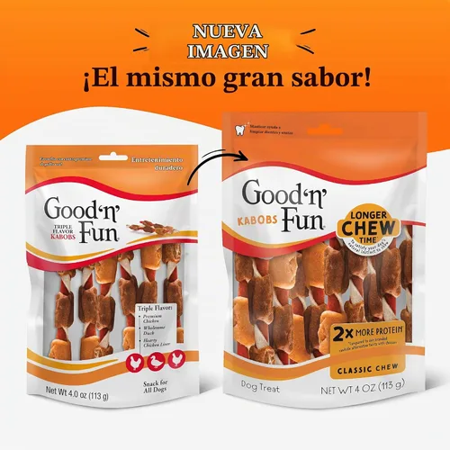 Vista 3 de Good'N'Fun - Brochetas de cuero crudo de triple sabor para perros