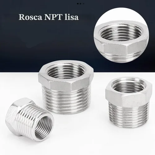 Vista 7 de 2 Piezas Buje Hexagonal Reductor, Acero Inoxidable 304 de 1" Macho NPT a 1/2" Hembra NPT (1"MNPT - 1/2"FNPT) Accesorio de Tubería Buje Hexagonal