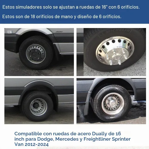 Vista 5 de Simulador de rueda de 16" para Dodge 2012-2025, Mercedes y Freightliner Sprinter Van