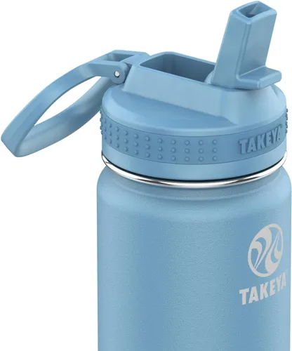 Vista 2 de Botella de Agua Takeya Actives con Tapa con Pajilla - Botella de Agua Duradera y de Fácil Cuidado con Aislamiento de Acero Inoxidable - Tapa sin BPA