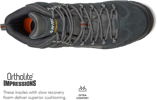 Vista 4 de HI-TEC Black Rock WP Mid - Botas de senderismo impermeables para hombre, ligeras, transpirables, para mochileros y senderos