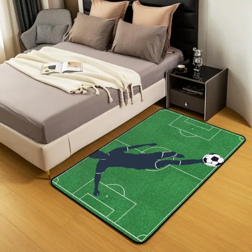 Vista 5 de Alfombras de fútbol para sala de estar, dormitorio, pelota de fútbol, temática deportiva, alfombras de sala de estar para dormitorio, niños, niñas