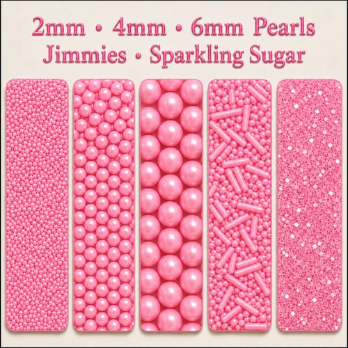 Vista 2 de Confect Chispas para pasteles y magdalenas – Paquete surtido de 5 Chispas de perlas de ensueño para baby shower – Cubierturas comestibles para Rosa