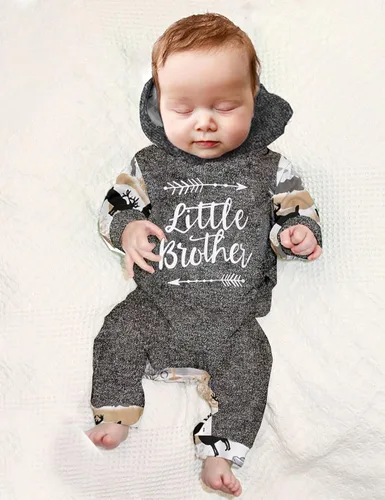 Vista 3 de Ropa de bebé niño, estampado de letras de manga larga mameluco ropa de bebé para niño