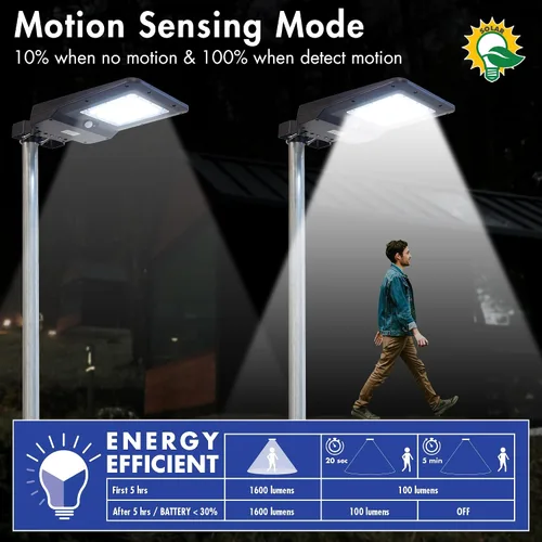 Vista 4 de Wagan EL8586 - Farola solar integrada de 1600 lúmenes, reflector de seguridad, sensor de movimiento, impermeable, resistente a la intemperie