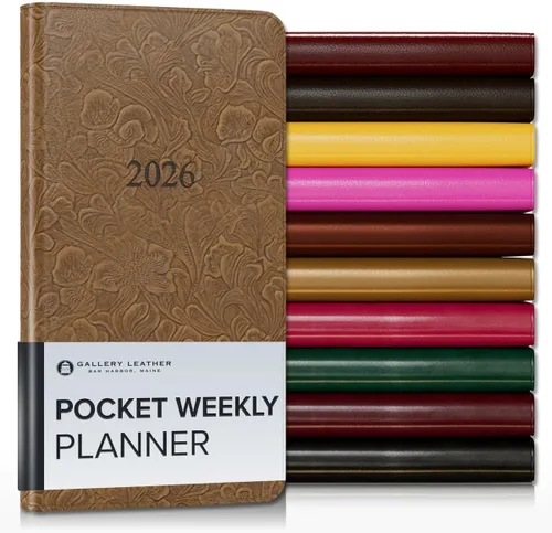 Vista 133 de Gallery Leather Planificador Semanal y Mensual Grande 2025-2026, Calendario Planificador y Cuaderno Elegantemente Encuadernado con Elegantes Bordes