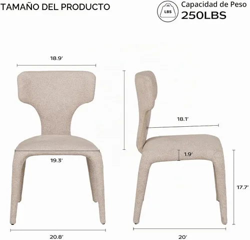 Vista 2 de Sillones decorativos tapizados beige con respaldo curvado minimalista