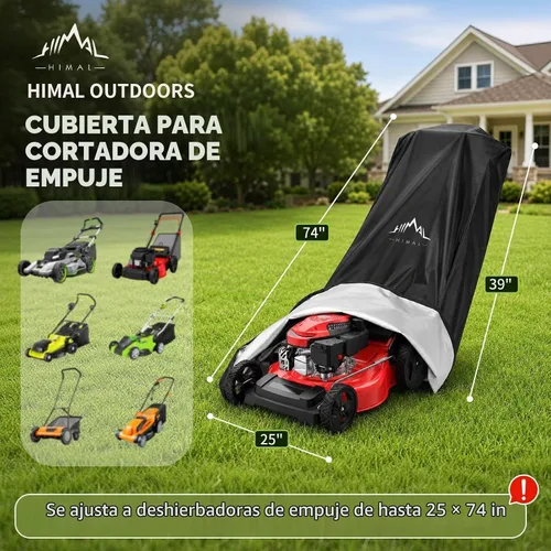 Vista 2 de Himal Outdoors Funda para cortacésped, poliéster 600D resistente al agua, protección UV, ajuste universal con cordón y funda de almacenamiento