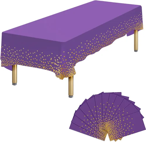 Vista 19 de Paquete de 4 manteles de plástico desechables azules y dorados para mesa rectangular, manteles desechables de 54 x 108 pulgadas, manteles