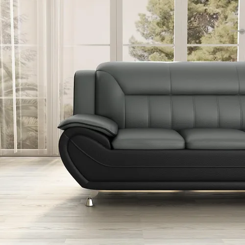 Vista 14 de Container Furniture Direct Silla y sofá de piel sintética de estilo moderno con reposabrazos extra cómodos, ideal para sala de estar, dormitorio u