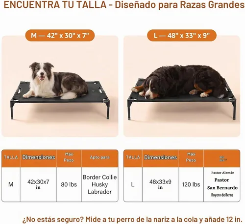 Vista 2 de Petsfit Cama elevada de 42 pulgadas para perros grandes, cuna