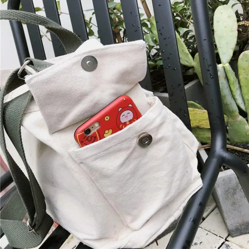 Vista 2 de Bolso bandolera casual de lona, bolso de mano grande