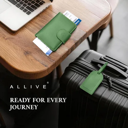 Vista 6 de ALLIVE Soporte para pasaporte para viajes, soporte para pasaporte Rfid para mujeres y hombres, funda de pasaporte de cuero genuino para viaje