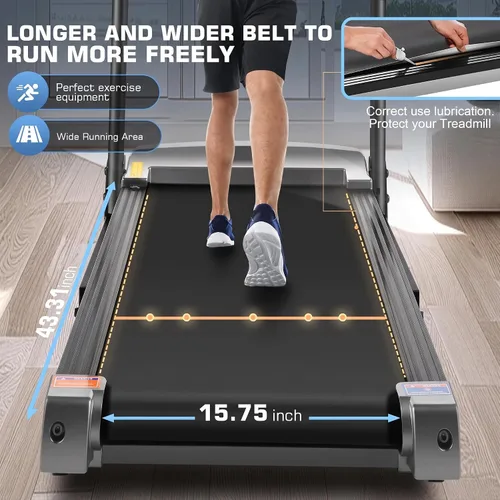 Vista 9 de Cinta de correr con inclinación, caminadora plegable con estación de trabajo de escritorio, capacidad de 350 libras, 3.5 HP, cinta de correr 01-Negro